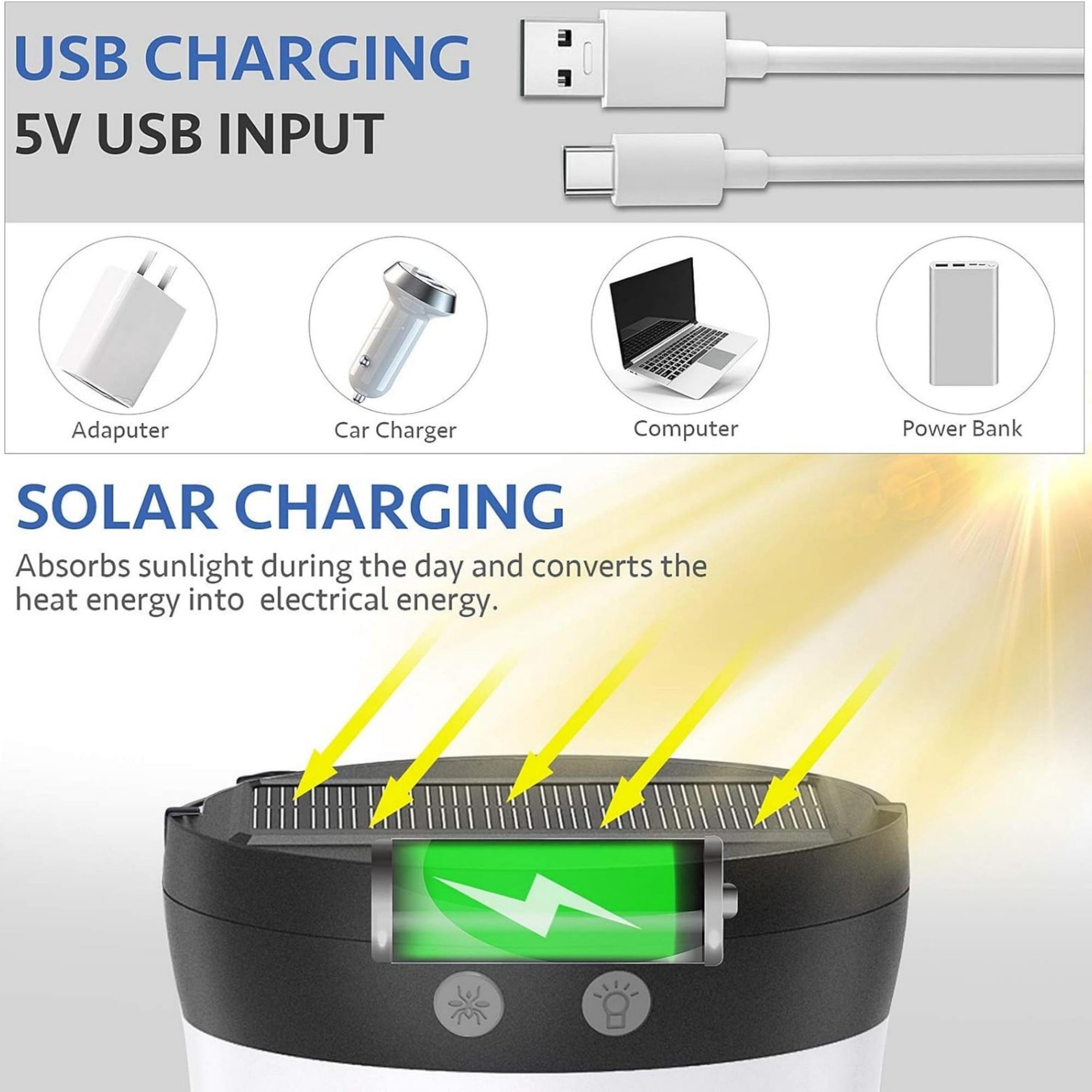Solar Bug Zapper, 3000V Electric Mosquito Killer, IP66 Waterproof Rechargeable 3-in-1 Fly Trap Outdoor Indoor