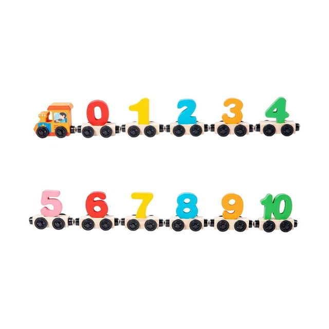 KLKCMS Number Train Wood Toy Trains Car Playset for Birthday Gift