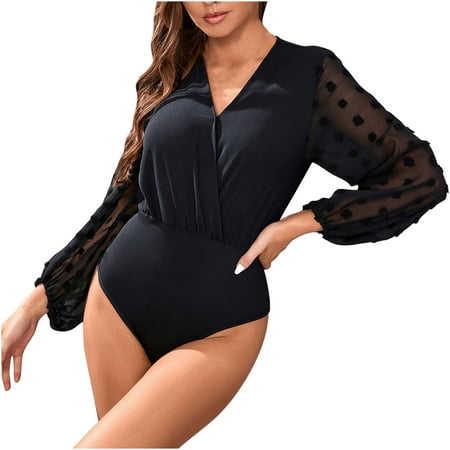 

Long Sleeve Bodysuit for Women Shapewear Leotards Sexy Black Bodysuit Bodycon Jumpsuits Womens Tops