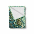 thumbnail image 2 of Ethnic Soft Flannel Fleece Throw Blanket, Abstract Flower Arrangement Mandala Style Nature Elements Vibrant, Cozy Plush for Indoor and Outdoor Use, 50" x 70", Pale Yellow Turquoise, by Ambesonne, 2 of 6