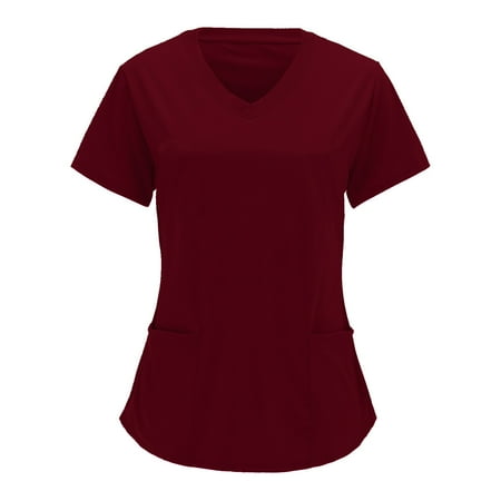 

CHMORA V-Neck Womens Scrubs Top Workwear Originals with Rib-Knit Back Panels