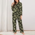 thumbnail image 2 of Fuzoiu Sunflowers Print Women's Long-Sleeved Pajama,Lounge Button Down Nightwear,Womens Notch Collar Pajama Set-X-Large, 2 of 7