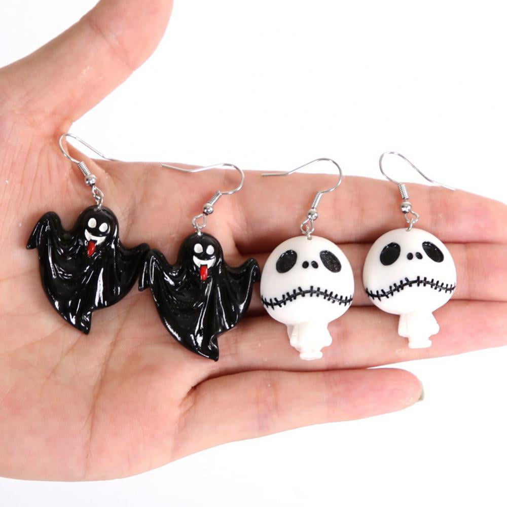 Sterling Silver Halloween Necklace Ghost & Bat Stud Earrings Set for Kids 2526 