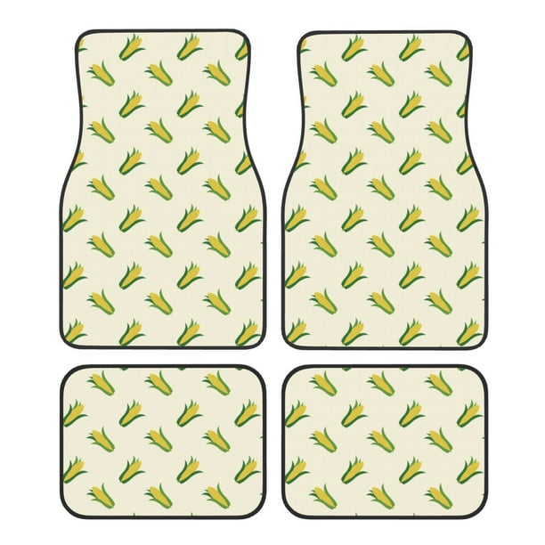Fotbe Corn Juego de 4 Tapetes para Auto con Estampado – Alfombrillas de Goma Reforzada, Diseño Antideslizante, Protección para Todo el Año – Vehículos, Autos, Camionetas y SUVs