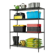 Hyper Tough Black Wire Shelf 4-Tier Heavy Duty 72"H x 60"W x 24"D, 4000lbs Total Capacity