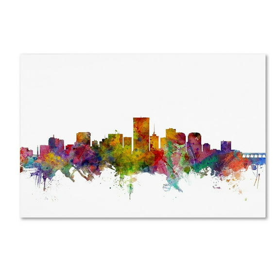 Trademark Fine Art Michael Tompsett Richmond Virginia Skyline Canvas Wall Art - 12x19