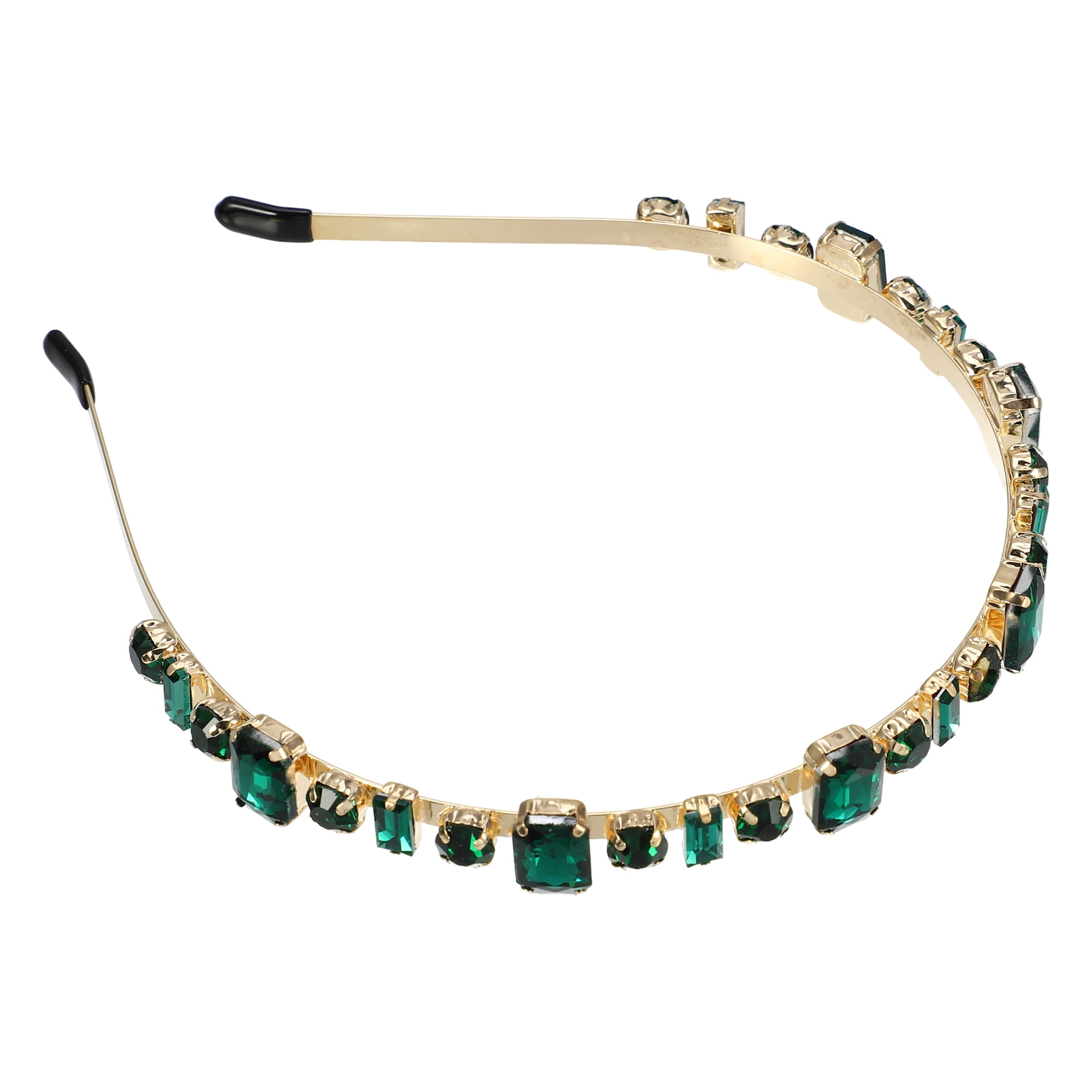 Unique Bargains Fashion Rhinestone Thin Head Bands Green