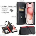 thumbnail image 4 of Compatible with iPhone 6s/6 Wallet Case [RFID Blocking] Crossbody Strap Case PU Leather Zipper Pocket with Wrist Lanyard Magnetic Flip Kickstand Credit Card Holder Phone Case,Black, 4 of 10