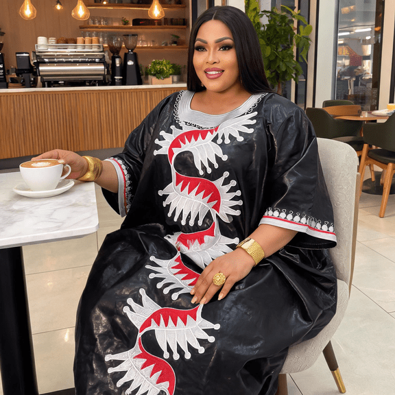 African Dresses For Women Luxury Boubou Material Rich Embroidery Design Long Dress