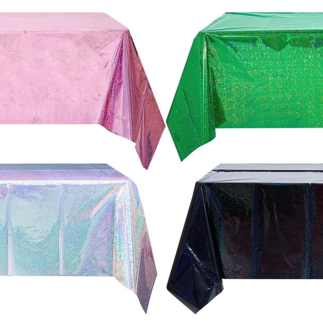 Mantel holográfico con forma de bruja LOYIM, 4 unidades, 137 x 274 cm, para fiestas