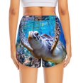 thumbnail image 4 of Goofa Sea Turtle Swims Printed Women 2 in 1 Running Shorts,Quick Dry Athletic Workout Shorts,High Waisted Athletic Shorts with Liner Pockets-, 4 of 9