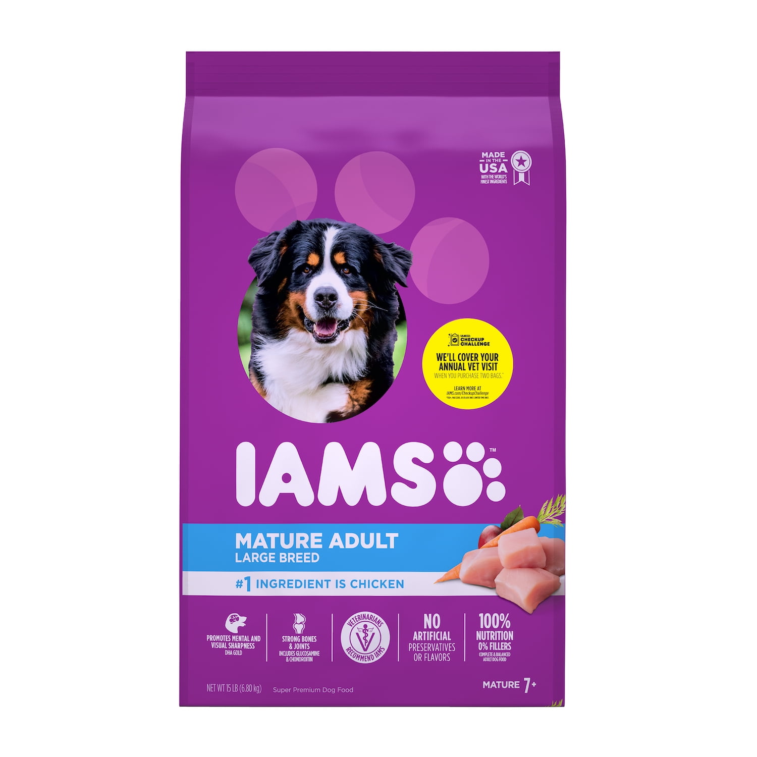 IAMS PROACTIVE HEALTH Mature Adult Large Breed Dry Dog Food Chicken, 15