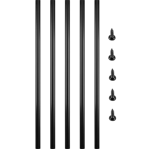 Vevor Balusters 26 Inch-51 Pack Staircase With Screws Round Aluminum Railing For Outdoor Stair Deck Porch Black 51 Count
