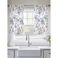 thumbnail image 4 of Blue Brown Spring Floral Sheer Curtains 45 Inch Length 2 Panels Set, Summer Botanical Art Voile Window Treatment Rod Pocket Small Kitchen Curtains Drapes for Bedroom 52"x45"x2, 4 of 7