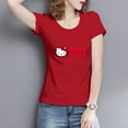 thumbnail image 2 of Hello Kitty Womens Short Sleeve Tops Summer T Shirts Round Neck Causal Fashion Basic Tee Red 28Inch, 2 of 5
