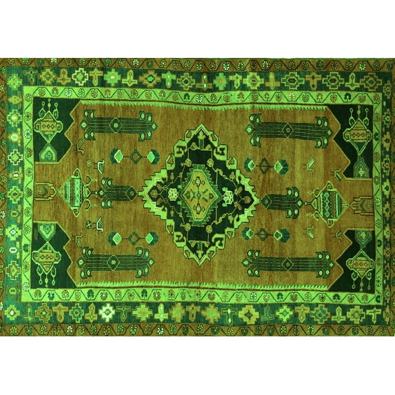 Ahgly Company Indoor Rectangle Persian Green Traditional Area Rugs, 2' x 5'