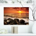 thumbnail image 1 of Coucher de Soleil Lumineux sur la Rive Rocheuse - Art Moderne de Toile de Bord de Mer, 1 of 3