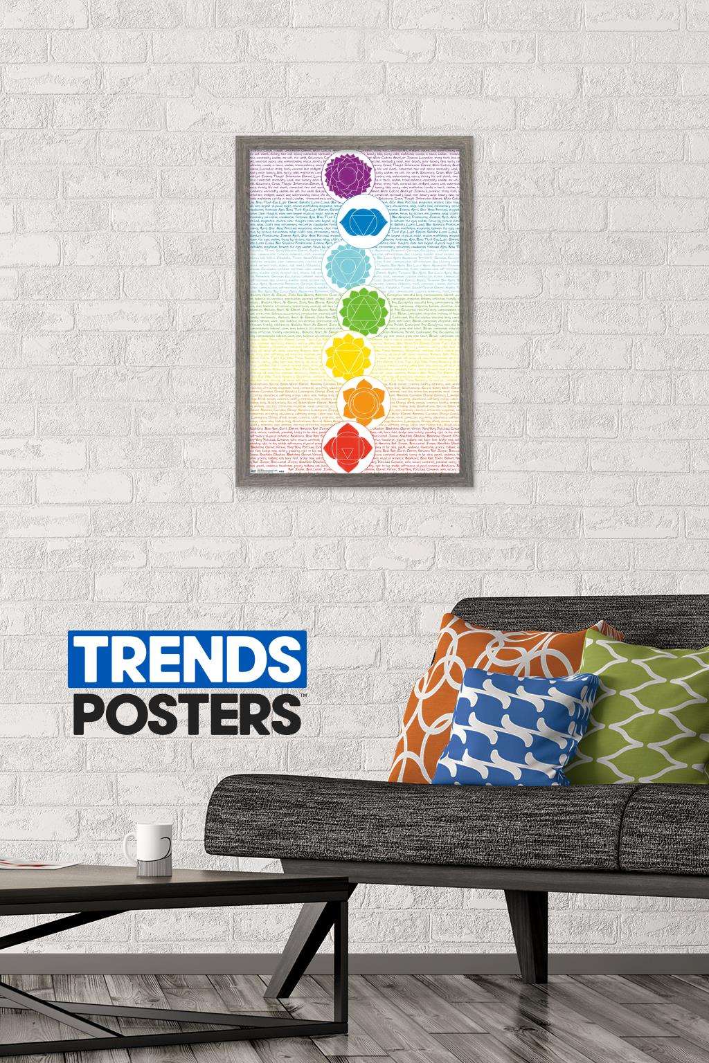 Chakras Wall Poster, 14.725" x 22.375", Framed