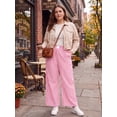 thumbnail image 4 of Cueply Women's Plus Size Cotton Woven Plaid Wide Leg Pants with Pockets Elastic Waist Casual Lounge Pants, 4 of 8