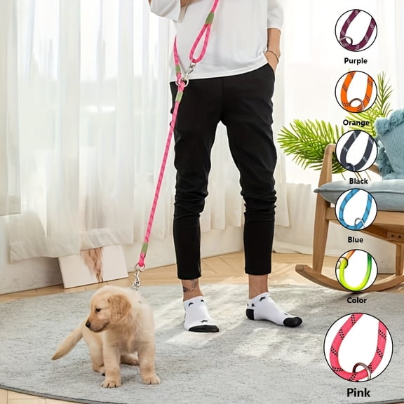 Reflective Hands-Free Dog Leash for Hiking, Walking, and Running - Adjustable Waist and Crossbody Straps for Small and Large Dogs - Absorbing and Comfortable Bungee Cord