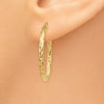 thumbnail image 3 of 14K Yellow Gold Earring Hoop Women'S 25 mm 2 Polished And Textured Earrings, 3 of 4