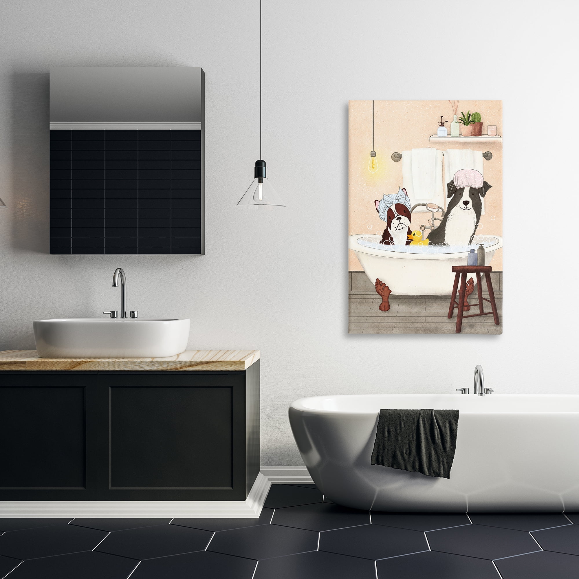 Stupell Industries Doggie Bath Time Typography Painting Gallery Wrapped Canvas Art Print Wall Art, 24 x 36