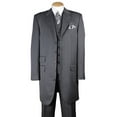thumbnail image 1 of Men's 3 Piece Poly Striped Suit 5 Button 37" Length Jacket w/ Vest, 1 of 1