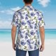 thumbnail image 4 of Balery Blue Flax Flowers Camisas hawaianas de manga corta para hombre, camisas playeras de corte holgado, camisas de vacaciones con botones,Small, 4 of 7