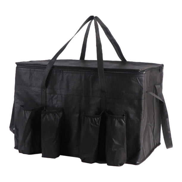 Bolsa de entrega aislada, bolsa de enfriamiento, contenedor de alimentos cómodo con cierre , bolsa de compras para comestibles, calentador de negro