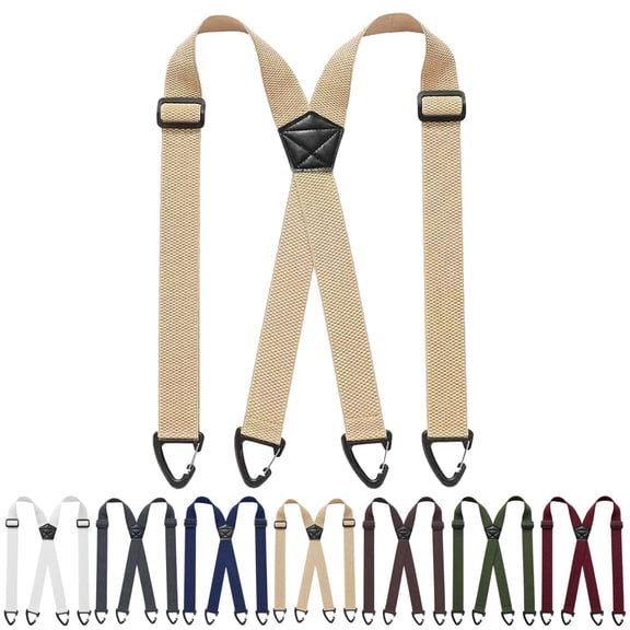 Men's X-Back Suspenders, Adjustable Heavy Duty Durable Clip on Suspenders with Hook Clips, All-Day Comfort for Men