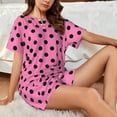 thumbnail image 4 of Junzan Rose red polka dots Pattern Short-Sleeved Pajama Set for Women,2 Piece Short Sleeve Crew Neck Sleepwear Set Summer Pajamas Set Lounge Sets 2-Piece Pj-4X-Large, 4 of 6