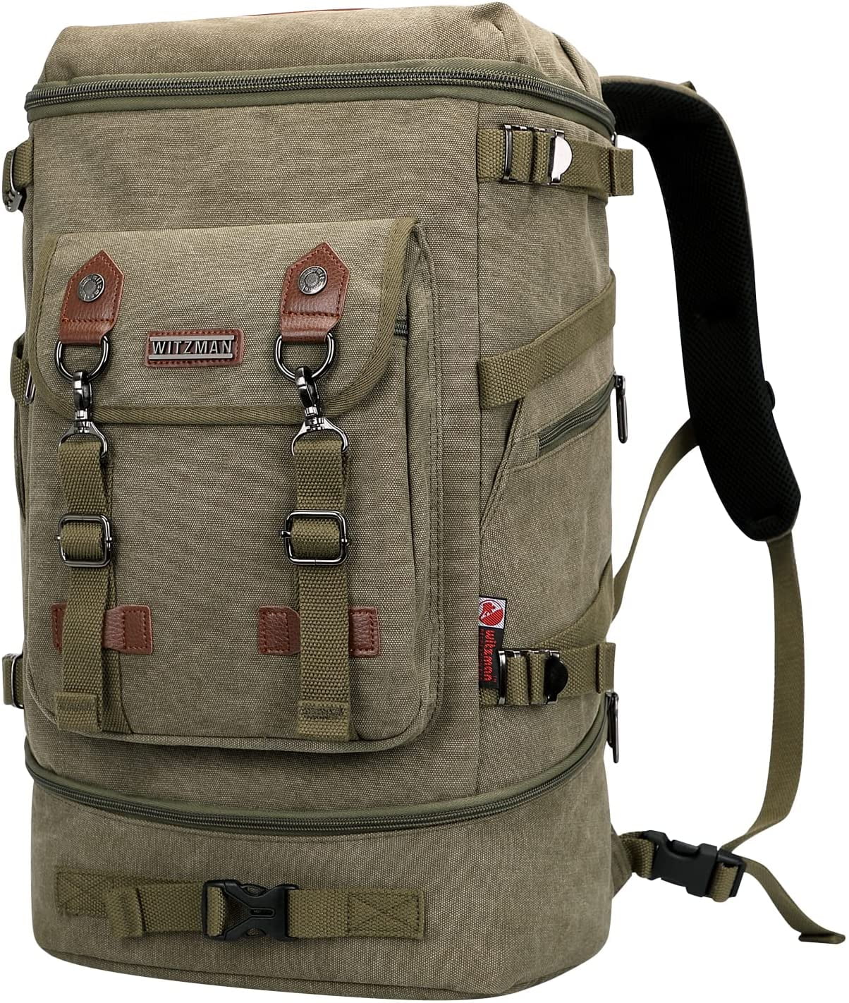 Buy WITZMAN Vintage Travel Backpack for Men Women Canvas Carry on Duffel Bag A568 Army Green