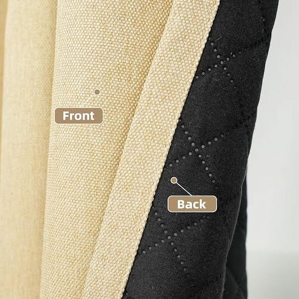 DriftAway Blackout Soundproof Thermal Insulated Faux Linen Curtains for Bedroom 100% Light Blocking with Quilted Thermal Liner for Cold and Heat Blocking Sound Dampening 1 PC 52" x 84" Beige