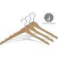 thumbnail image 3 of The Great American Hanger Company Curved Wooden Top Hanger with Natural Finish, 1/2 Inch Thick Hangers with Chrome Swivel Hook & Notches For Hanging, 3 of 5