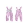 thumbnail image 2 of BemeyourBBs Toddler Baby Girls Summer Clothes Cute Infant Baby Girls One Piece Outfit Romper Overalls Ice Cream Embroidery Ruffled Sleeves Square Neck Jumpsuit, 2 of 9