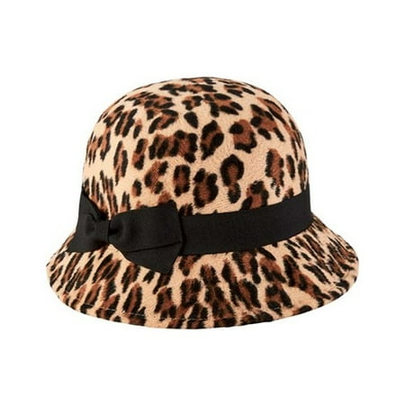 Women's San Diego Hat Company Faux Wool Felt Leopard Cloche CTH8118 Leopard One Size