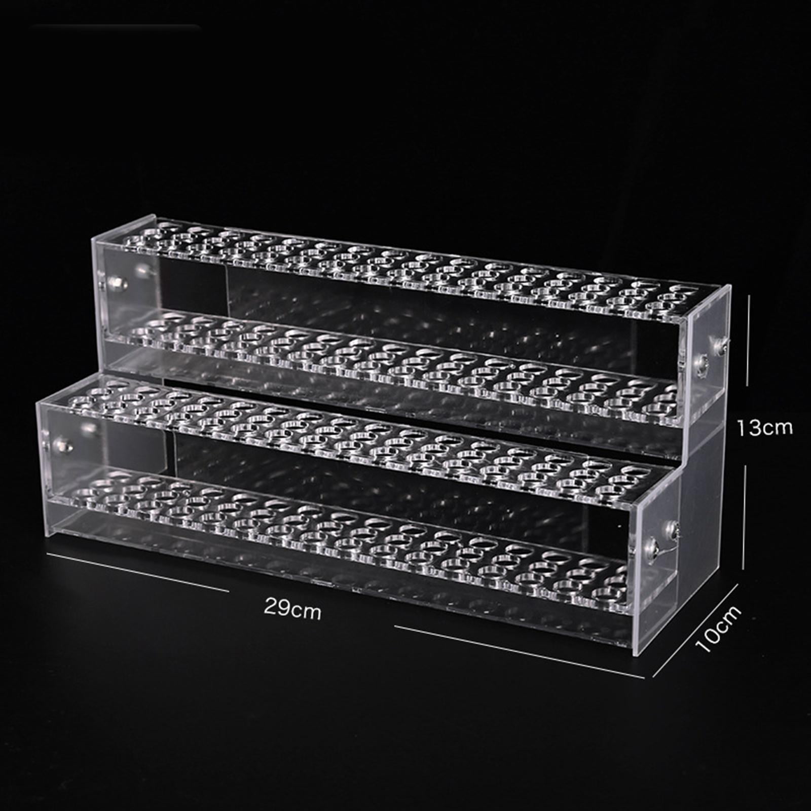 SunniMix Clear Pen Display Stand Multi Slots Pen Holder for Desk for Eyebrow Pens Colored 2 Layer 96 Holes