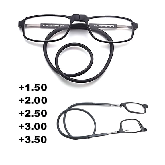 GJX Folding Magnetic Reading Glasses, Click Connect Neck Wear, Lightweight Front Frame For Men Women, 3.0 Magnification