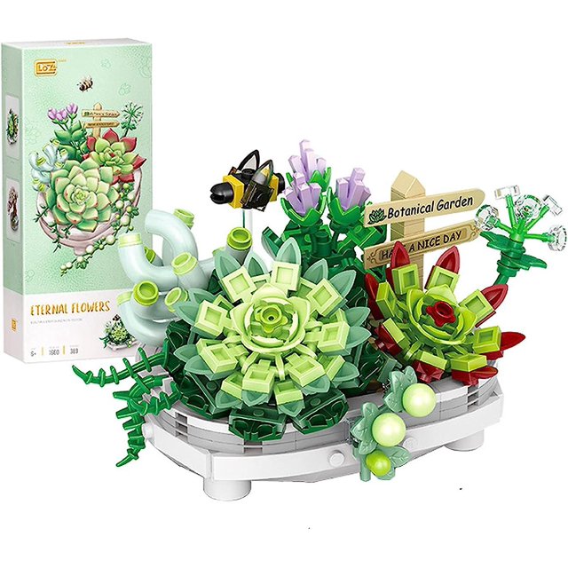 Juegos de bloques de construcción Rojo Verde kit de construcción de flores artificiales suculentas para adultos/adolescentes Cocina Decoración y Otros