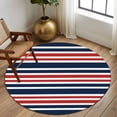 thumbnail image 3 of Navy Blue Red Striped Round Rug 5ft Washable Circle Kitchen Rugs Non Slip Gradient Horizontal Lines Large Area Rug Indoor Floor Carpet for Bedroom Living Room Home Office Dining Room Nursery, 3 of 8