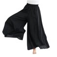 thumbnail image 2 of Culottes en Lin à Taille Élastique Double Couche Mode Été pour Femmes (Noir, 95), 2 of 9