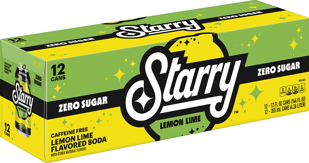 (2 pack) Starry Zero Sugar Lemon Lime Soda Pop, 12 fl oz, 12 Pack Cans