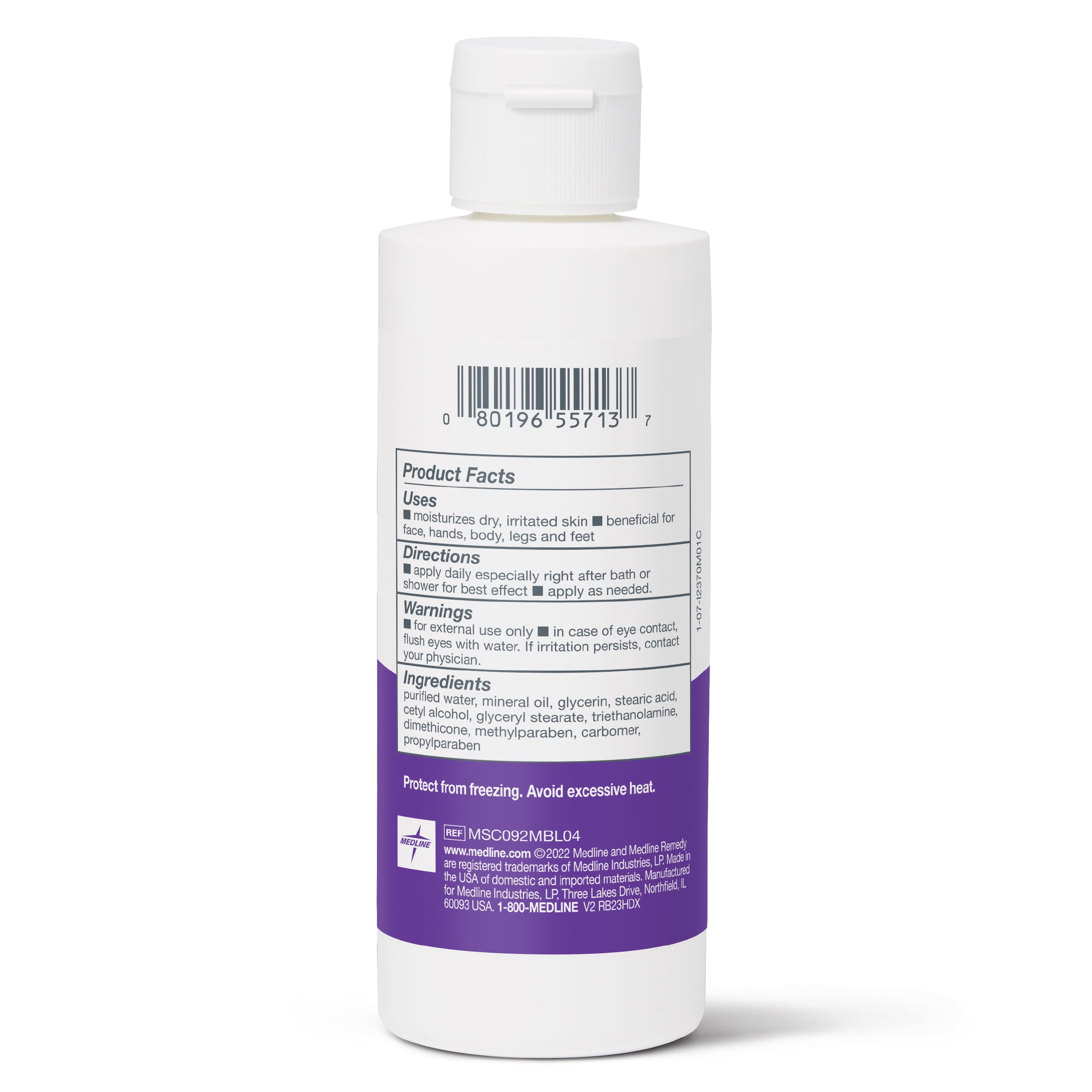 Medline Remedy Essentials Moisturizing Body Lotion Unscented (4 oz Bottle) 60 Count, Hydrating, Non-Greasy, For Dry Skin