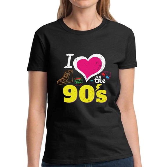 Shirt for Women I Love 90s - S M L XL 2XL 3XL Retro Costume 80s Graphic Tee - T-Shirt 80s Party Vintage Tee Gift