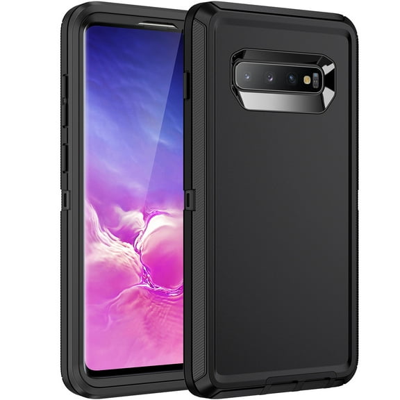 RegSun for Galaxy S10 Plus Case,Shockproof 3-Layer Full Body Protection [Without Screen Protector] Rugged Heavy Duty High Impact Hard Cover Case for Samsung Galaxy S10 Plus,Black