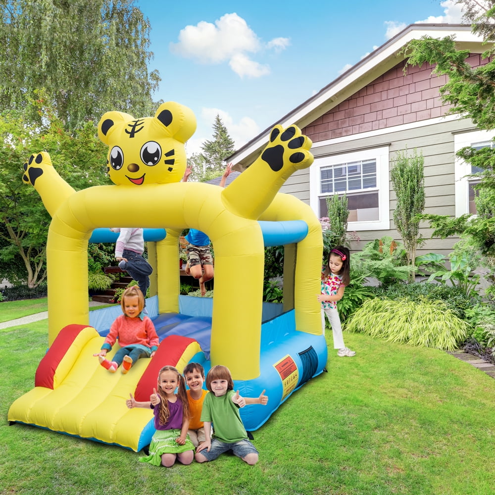 Kepooman Inflatable Castle, Bounce House, Oxford Cloth Castle with Fun Slide and Hair Dryer for Children-Tiger Kepooman Inflatable Castle, Bounce House, Oxford Cloth Castle with Fun Slide and Hair Dryer for Children-Tiger