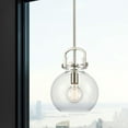 thumbnail image 3 of Innovations Lighting  Newton Sphere - 1 Light 10" Stem Hung Pendant Clear/Satin Nickel, 3 of 5