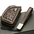 thumbnail image 5 of Vitodeco Genuine Leather Smart Key Fob Case with Leather Key Strap Compatible for Chevrolet Corvette (2020 - 2026 Models) - 6-Button, Brown, 5 of 6
