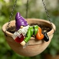 thumbnail image 5 of HAHUT Funny Climbing Gnome Figurines Flower Pot Hugger, Mini Resin Dwarf Hanging on Branch Figurine for Garden Backyard Patio Yard Fence Art Decor (Drinking Wine Faceless), 5 of 9