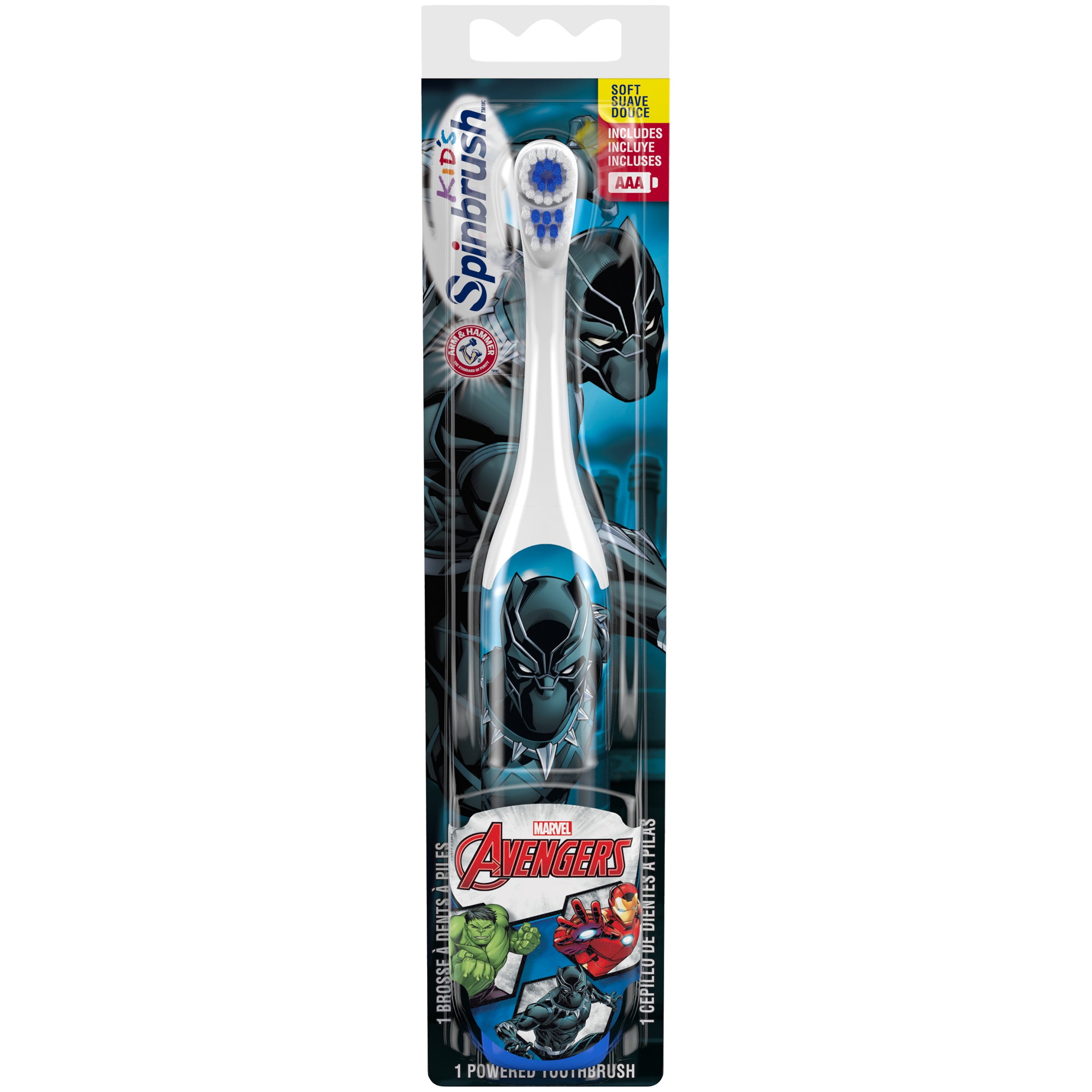 Avengers Arm & Hammer Kids Spinbrush, Soft, Electric Battery Toothbrush